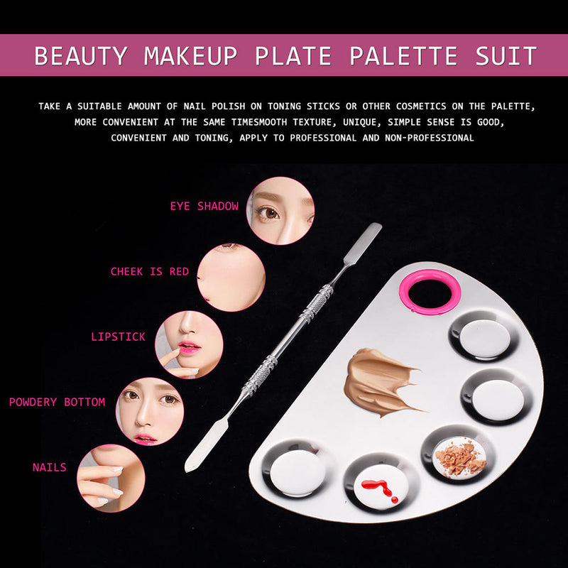 Stainless Steel Cosmetic Makeup Color Mixing Palette Spatula Nail Art Tool Set