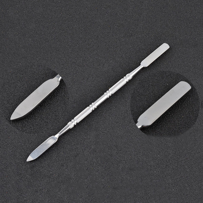 Stainless Steel Makeup Mixing Color Nail Palette Plate w/ Spatula Cosmetic Blend