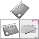 Stainless Steel Makeup Mixing Color Nail Palette Plate w/ Spatula Cosmetic Blend