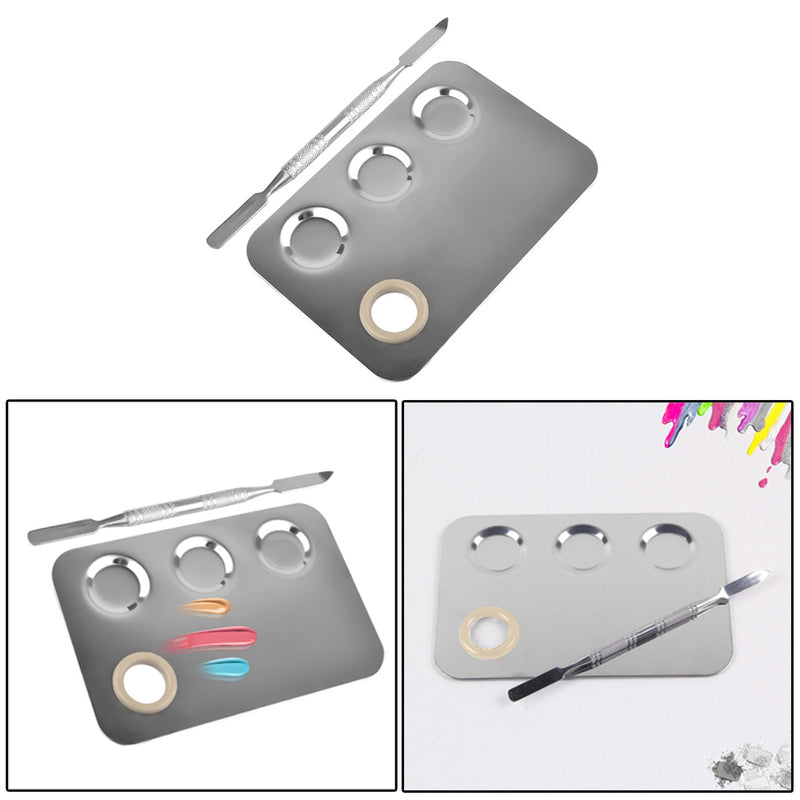 Stainless Steel Nail Art Makeup Cosmetic Mixing Palette With Spatula tool