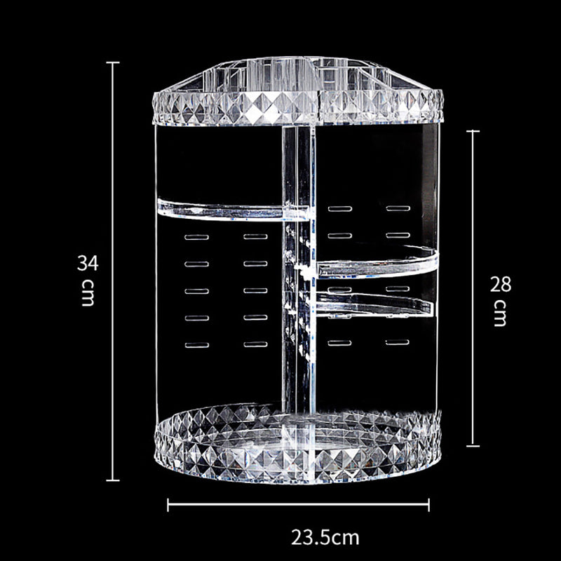 360 Spin Cosmetics Holder Lipstick Storing Box Makeup Storage Brush Shelf Clear