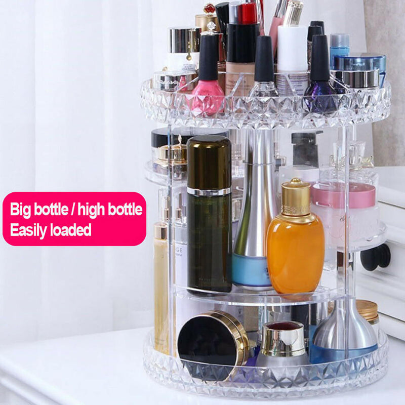 Acrylic Cosmetic Makeup Organizer Storage Box Shelf 360 Degrees Rotating Display