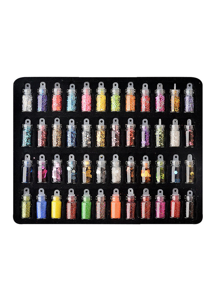 Lots 48 Bottles Stylish Nail Art Glitter Powder Set Phone Cards Craft Decors New