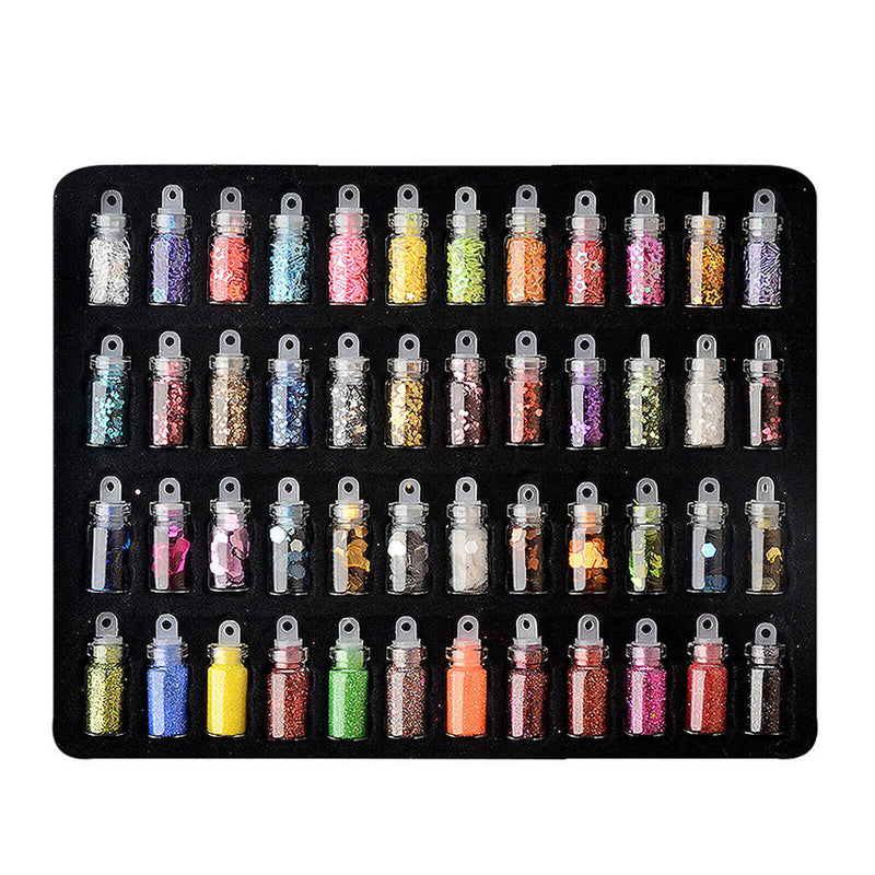 Lots 48 Bottles Stylish Nail Art Glitter Powder Set Phone Cards Craft Decors New