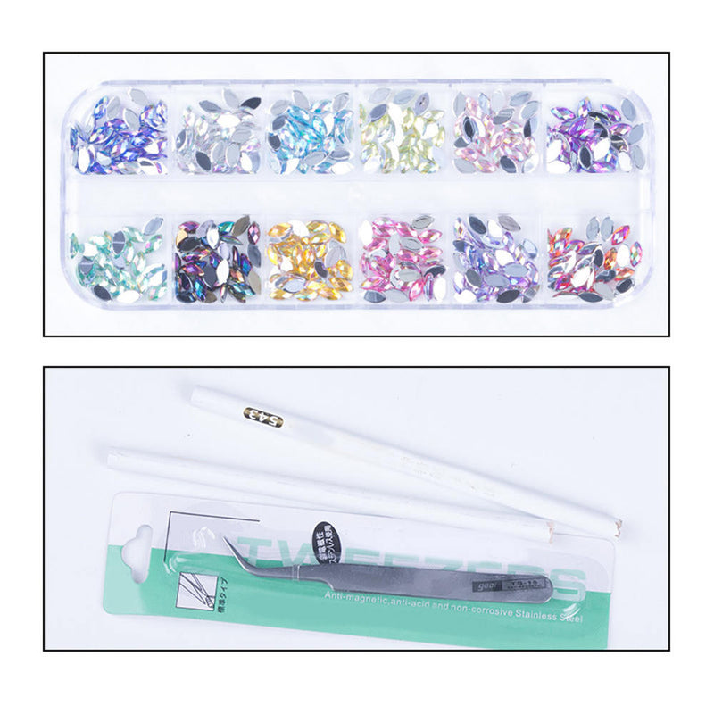 8pcs Acrylic Nail Kit Powder Glitter Nail Art Manicure Rhinestone Tool Tips Set