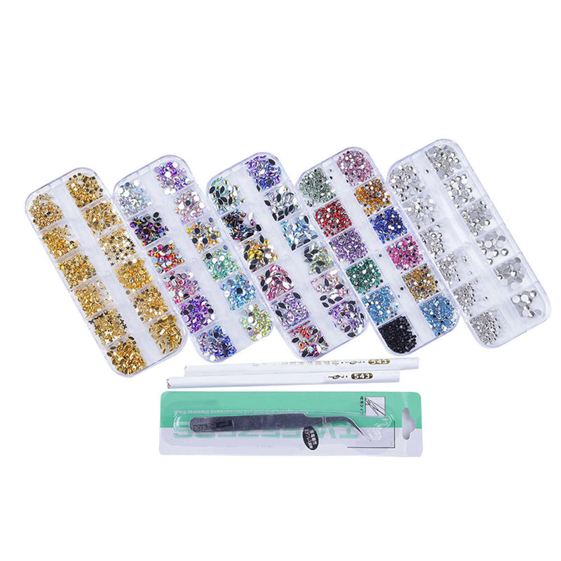 8x Acrylic Nail Kit Powder Glitter Nail Art Manicure Rhinestone Tool Tips Hot