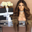 Kinky Curly Synthetic Ombre Hairstyle Brown Hair For Women Full Wigs Long Wavy