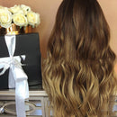 Kinky Curly Synthetic Ombre Hairstyle Brown Hair For Women Full Wigs Long Wavy