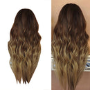 Kinky Curly Synthetic Ombre Hairstyle Brown Hair For Women Full Wigs Long Wavy