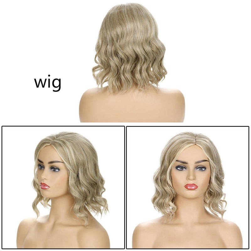 Ladies Front lace Wigs Curly Long Wavy hair brown Golden Blonde mixed full wig