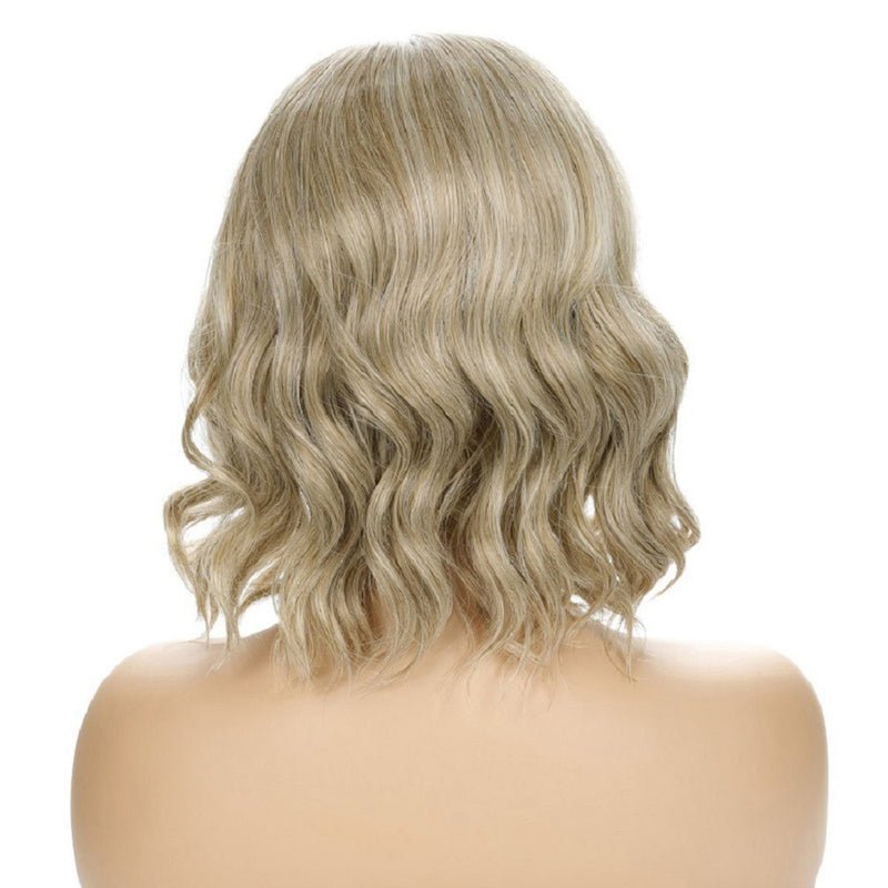 Ladies Front lace Wigs Curly Long Wavy hair brown Golden Blonde mixed full wig