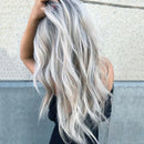 Women Gradient Grey Long Full Curly Wig Wavy Hair Heat Resistant Wig AU V R