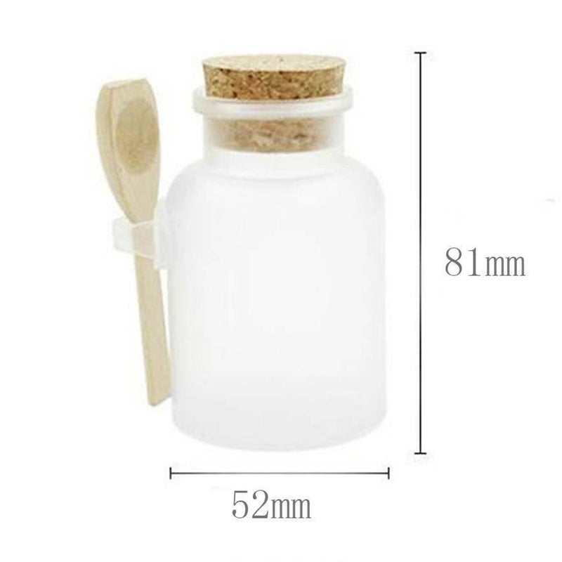 5Pcs Empty ABS Bath Salt Bottles Empty Clear Corked Jar with Wood Spoon New Hot