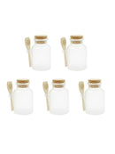 5Pcs Empty ABS Bath Salt Bottles Empty Clear Corked Jar with Wood Spoon New Hot