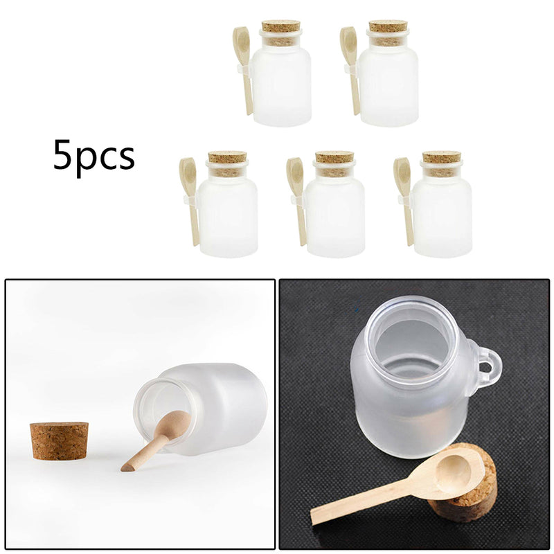 5set Durable Scrub ABS Bath Salt Jars Beauty Jar with Wood Spoon Package Bottles