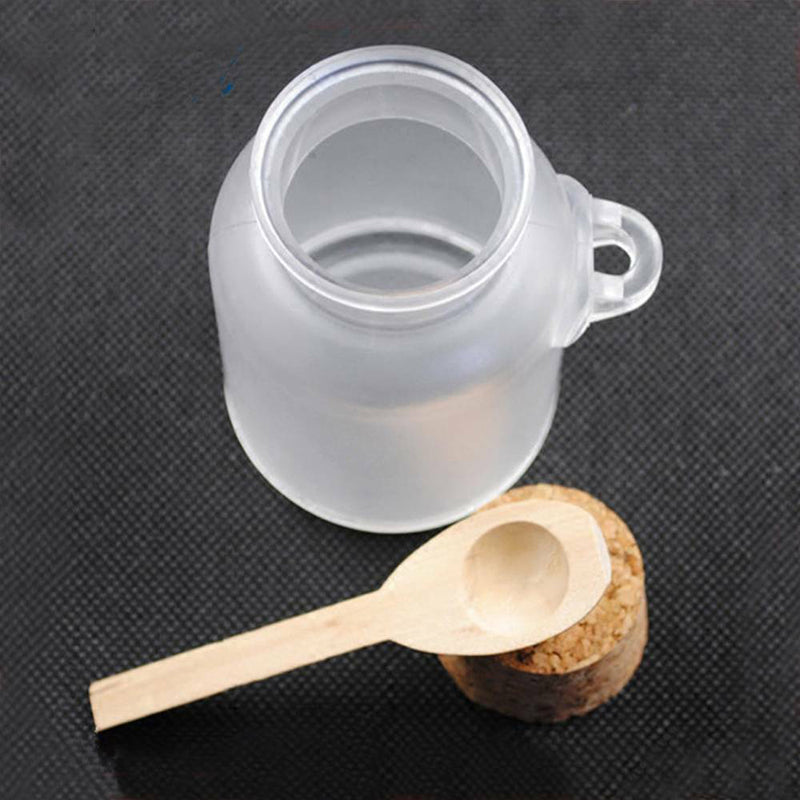 5Pcs Empty ABS Bath Salt Bottles Empty Clear Corked Jar with Wood Spoon New Hot