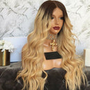 Ladies Curly Long Wig Hair Wavy Ombre Blonde Natural Synthetic Full Wigs Costum