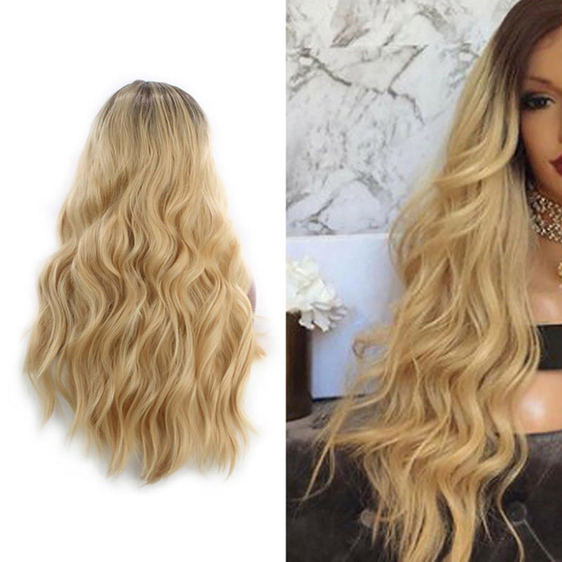 Gradient Brown Long Curly Wavy Hair Women Ladies Wig Natural Full Wigs Party A U