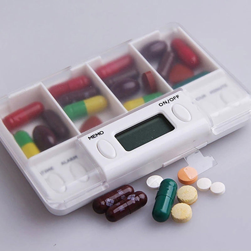 Electronic Medicine Reminder Timer Timed Alarm Tablet Pills Organiser Box Case