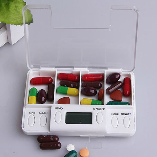 Electronic Medicine Reminder Timer Timed Alarm Tablet Pills Organiser Box Case