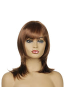 Woman Brown Wig Synthetic Hair With Bangs Brown Short Straight Bob Full Wigs