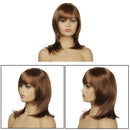 Woman Brown Wig Synthetic Hair With Bangs Brown Short Straight Bob Full Wigs