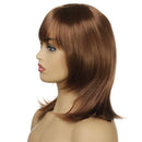 Woman Brown Wig Synthetic Hair With Bangs Brown Short Straight Bob Full Wigs