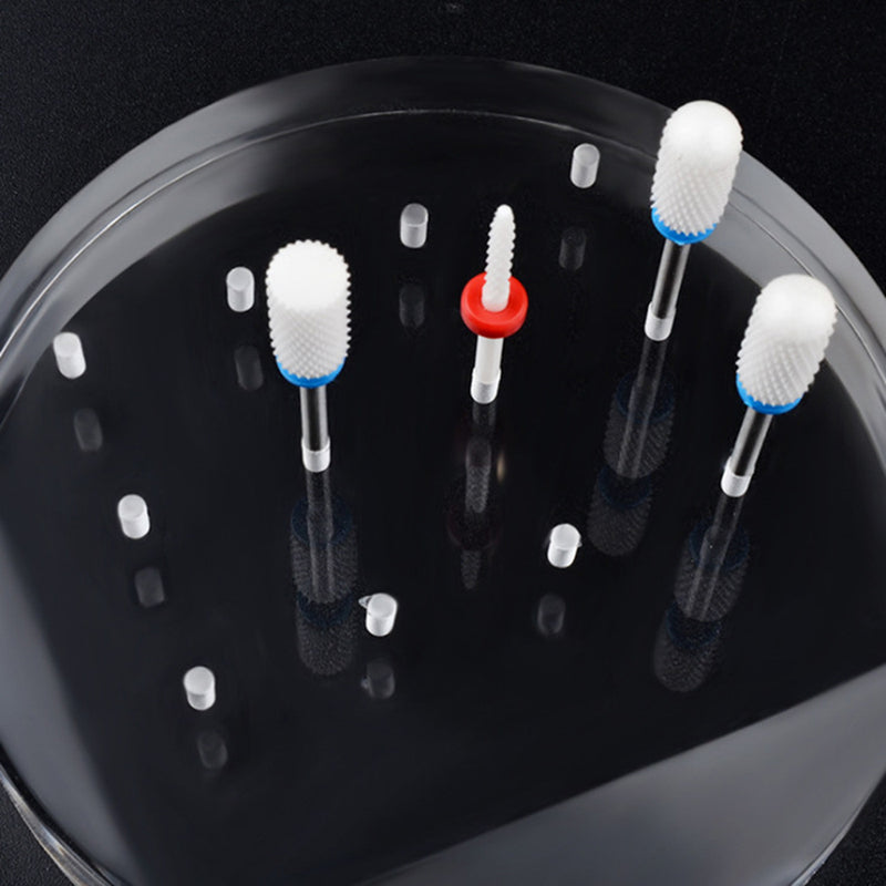 12 Holes Drill Bit Holder Transparent Nail Grinding Stone Head Display Base