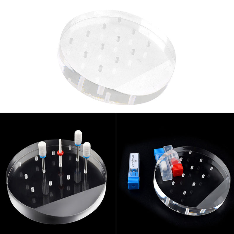 12 Holes Transparent Box Acrylic Holder for Nail Grinding Head Nail Art Tools