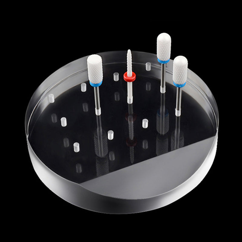 12 Holes Drill Bit Holder Transparent Nail Grinding Stone Head Display Base