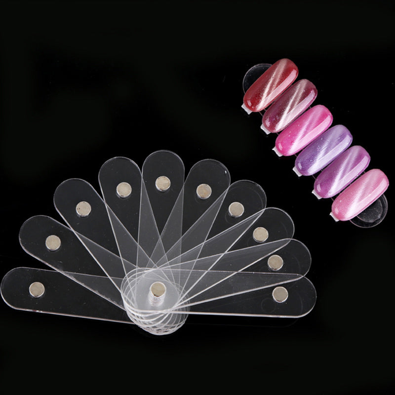 10pcs Magnetic Nail Art Display Stand Transparent Acryl Gel Polish Holder Strip