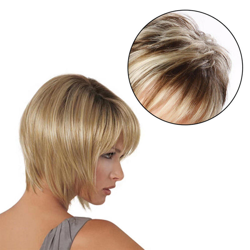 Short Curly Wigs Blonde Bob Fluffy Hair Wigs with Bangs Natural Daily Party Wig