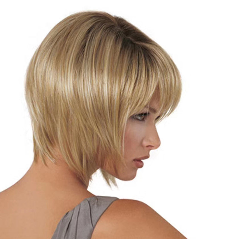 Short Curly Wigs Blonde Bob Fluffy Hair Wigs with Bangs Natural Daily Party Wig