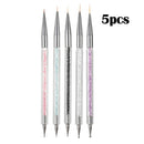 5X Nail Pen Dotting UV Liner Painting 2-Way Gel Drawing Brush Polish Art Tools