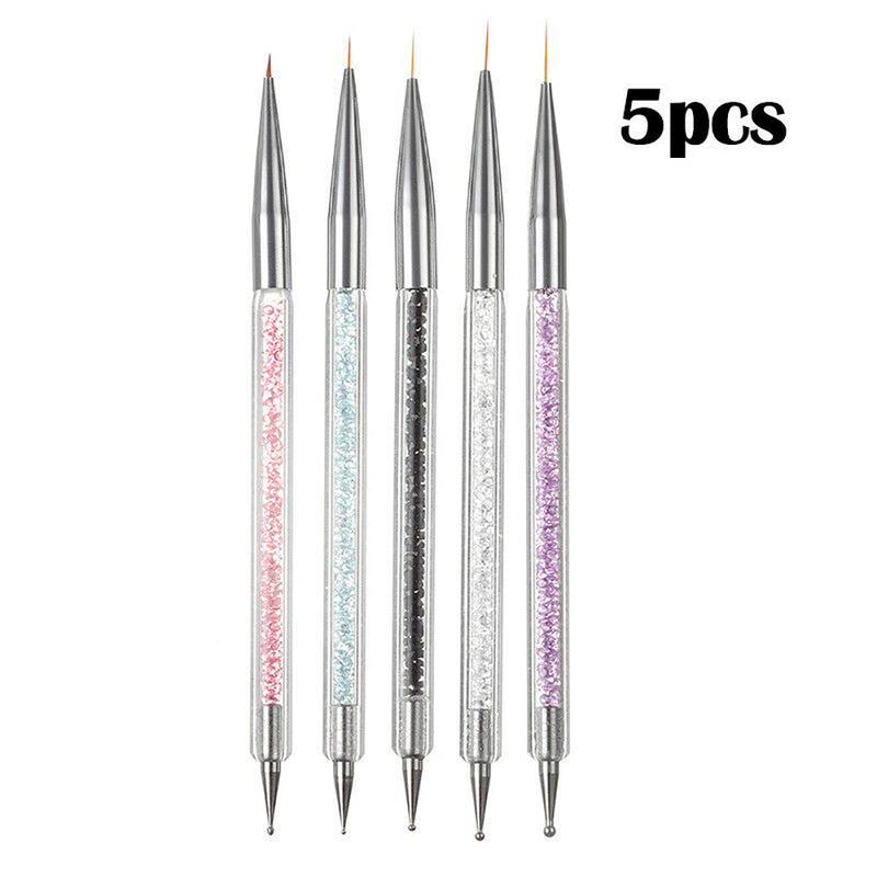 5X Nail Pen Dotting UV Liner Painting 2-Way Gel Drawing Brush Polish Art Tools