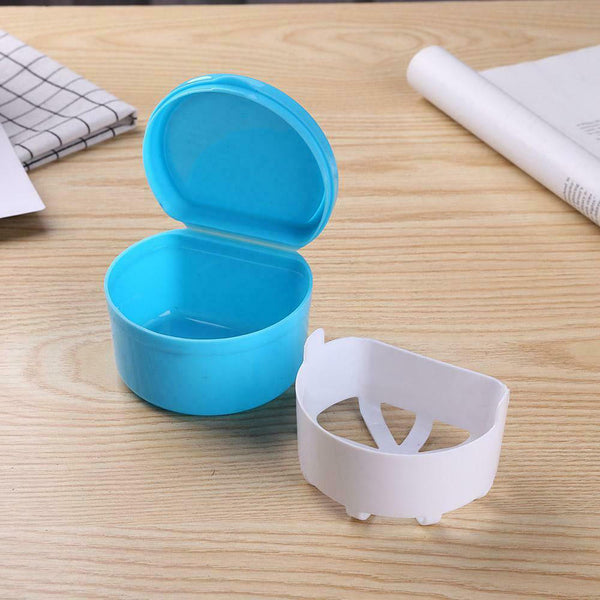 5pcs Denture Bath Box Case Dental False Teeth Cleaning Container Tray With Net