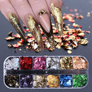 2 Set Nail Sequins Aluminum Irregular Flakes Nail Art Decor Mirror Glitter Foil