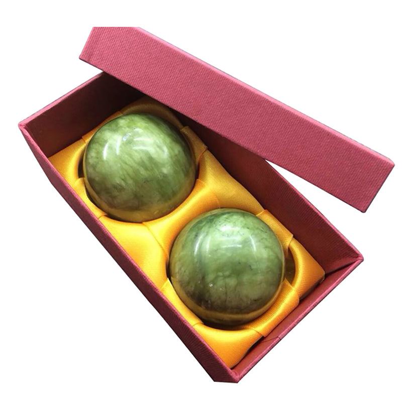 2 x Green Jade Chinese Health Exercise Baoding Hand Balls Stress Relief Hot