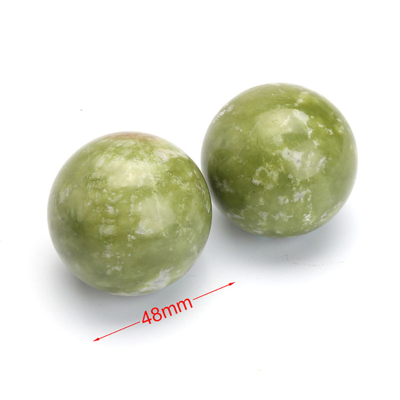 2 x Green Jade Chinese Health Exercise Baoding Hand Balls Stress Relief Hot