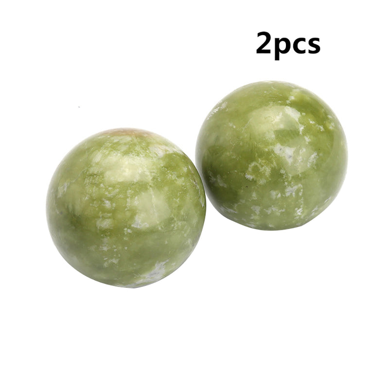 2 x Green Jade Chinese Health Exercise Baoding Hand Balls Stress Relief Hot