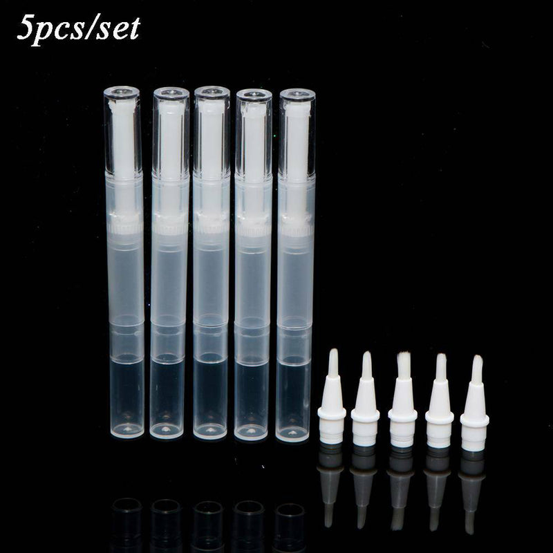 5pcs Travel Portable Tube Cuticle Oil Container Nail Polish Empty Pen With Brush