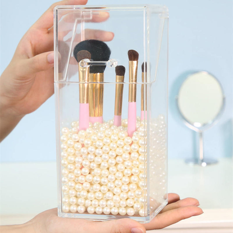 Makeup Brush Holder Organizer Storage Cosmetic Container Box w/Dustproof Lid