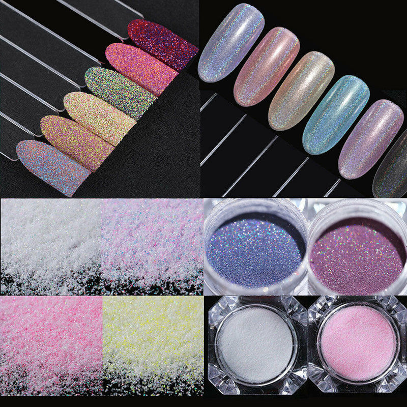 12*/Set Nail Art Sugar Sandy Glitter Powder Dust Decoration Nail Tips DIY New