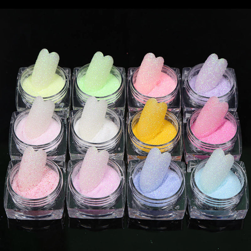 12*/Set Nail Art Sugar Sandy Glitter Powder Dust Decoration Nail Tips DIY New