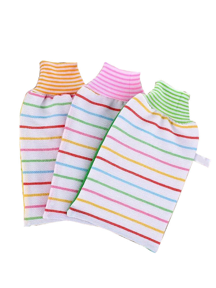 Double-sided Exfoliating Towel Scrub Mitt Bathroom Shower Rub Bath Gloves qs cx