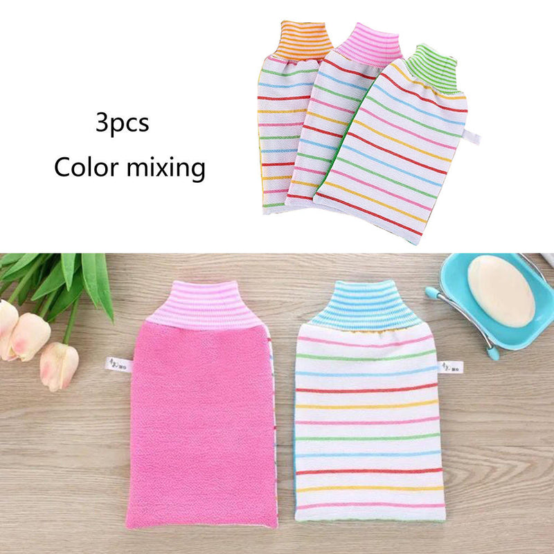 Double-sided Exfoliating Towel Scrub Mitt Bathroom Shower Rub Bath Gloves qs cx