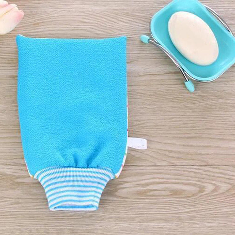 Double-sided Exfoliating Towel Scrub Mitt Bathroom Shower Rub Bath Gloves qs cx