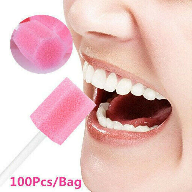 100 x Sponge Stick Disposable Mouth Care Sponge Stick Oral Care Hot