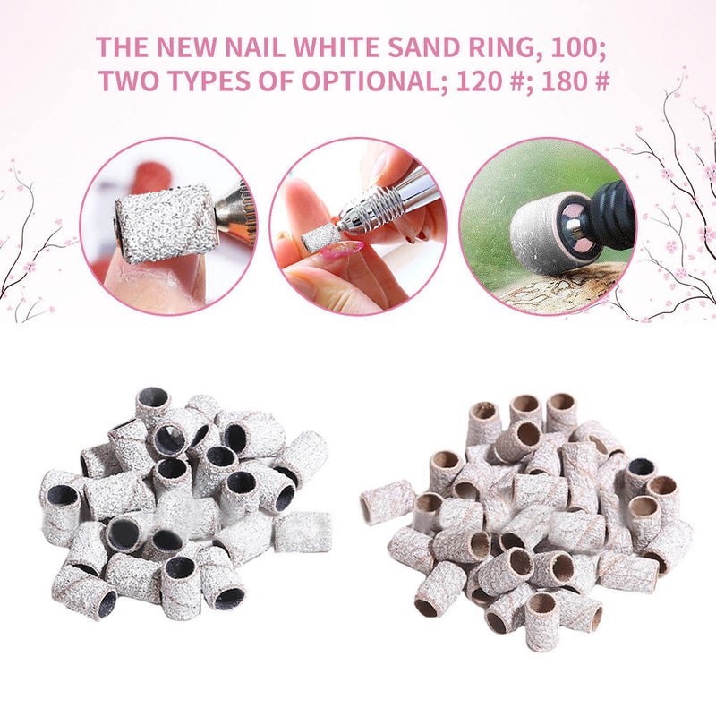 200pcs Sanding Bands Drills Bits Nail Art 120/180