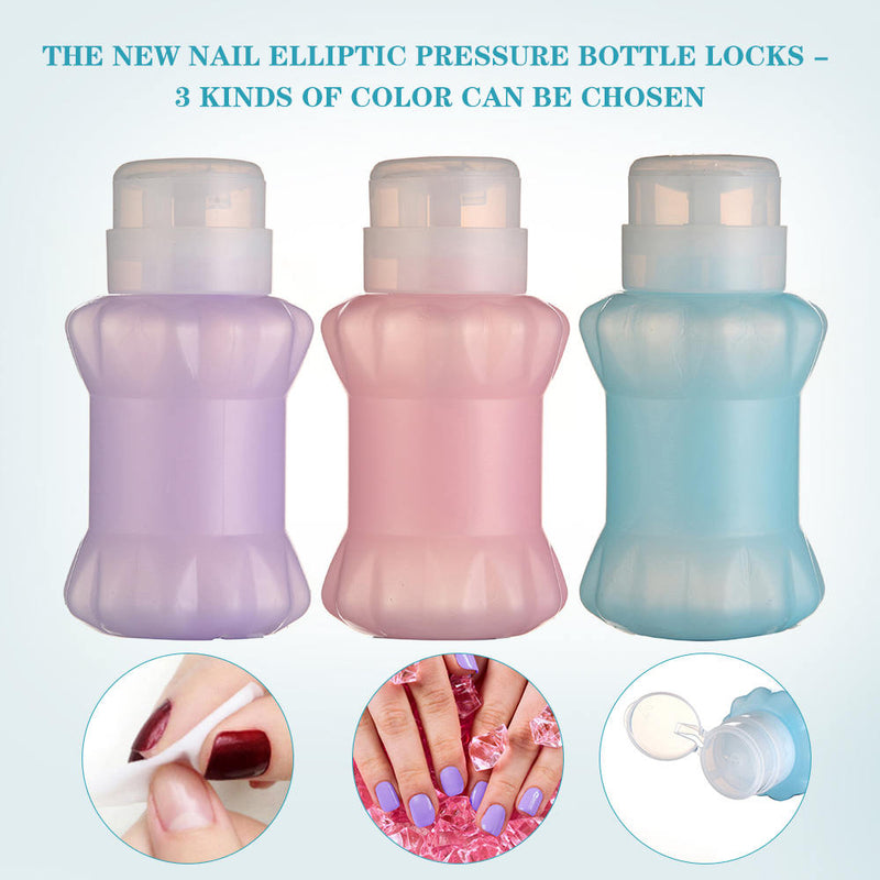 3x Plastic Empty Polish Nail Remover Liquid Dispenser Empty Bottle High Quality